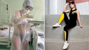 FOTOS: La enfermera rusa que fue a trabajar en bikini se convierte en el rostro de una marca deportiva