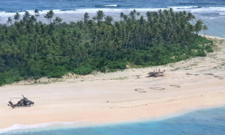Tres hombres varados en una isla deshabitada se salvan haciendo una señal de SOS gigante escrita en la arena