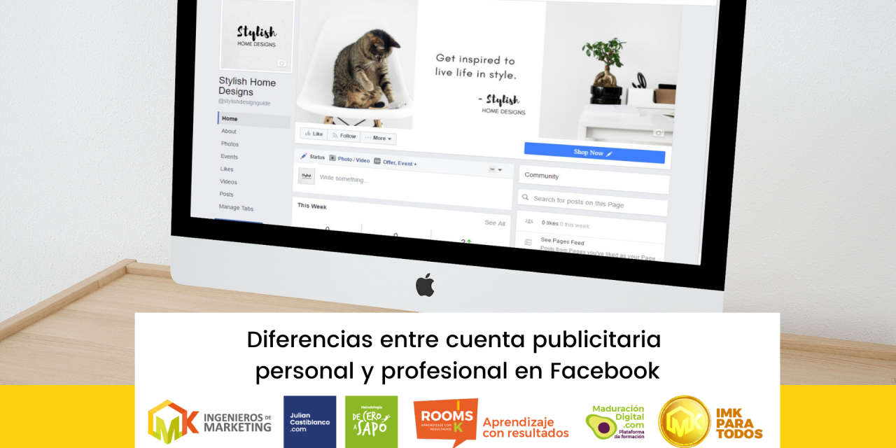 Diferencias entre cuenta publicitaria personal y profesional en Facebook