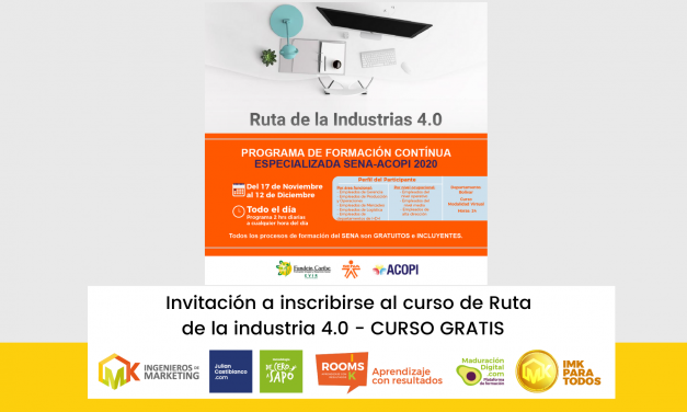Invitación a inscribirse al curso de Ruta  de la industria 4.0 – CURSO GRATIS