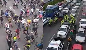 Protestas de ciclistas en Bogotá mamados de tantos robos y agresiones