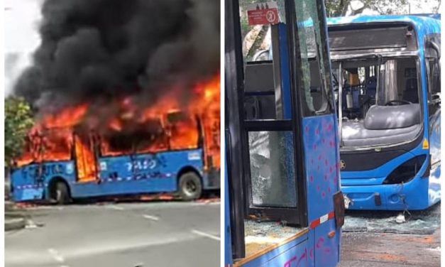 Protestantes destruyen buses del MIO en Cali durante marchas del paro nacional. vANDALISMO EN CIUDADES
