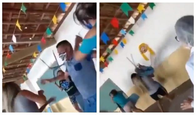Lo encontró con la amante en un punto de vacunación en Barranquilla: por infidelidad, fuerte pelea, hasta sillas se tiraron las dos mujeres
