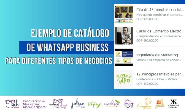Ejemplo de catálogo de WhatsApp Business para diferentes tipos de negocios